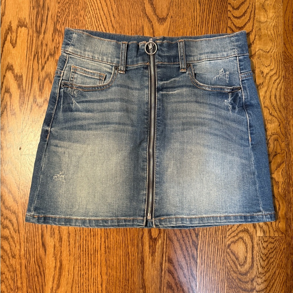 Sneak Peek Blue Denim Mini Skirt
